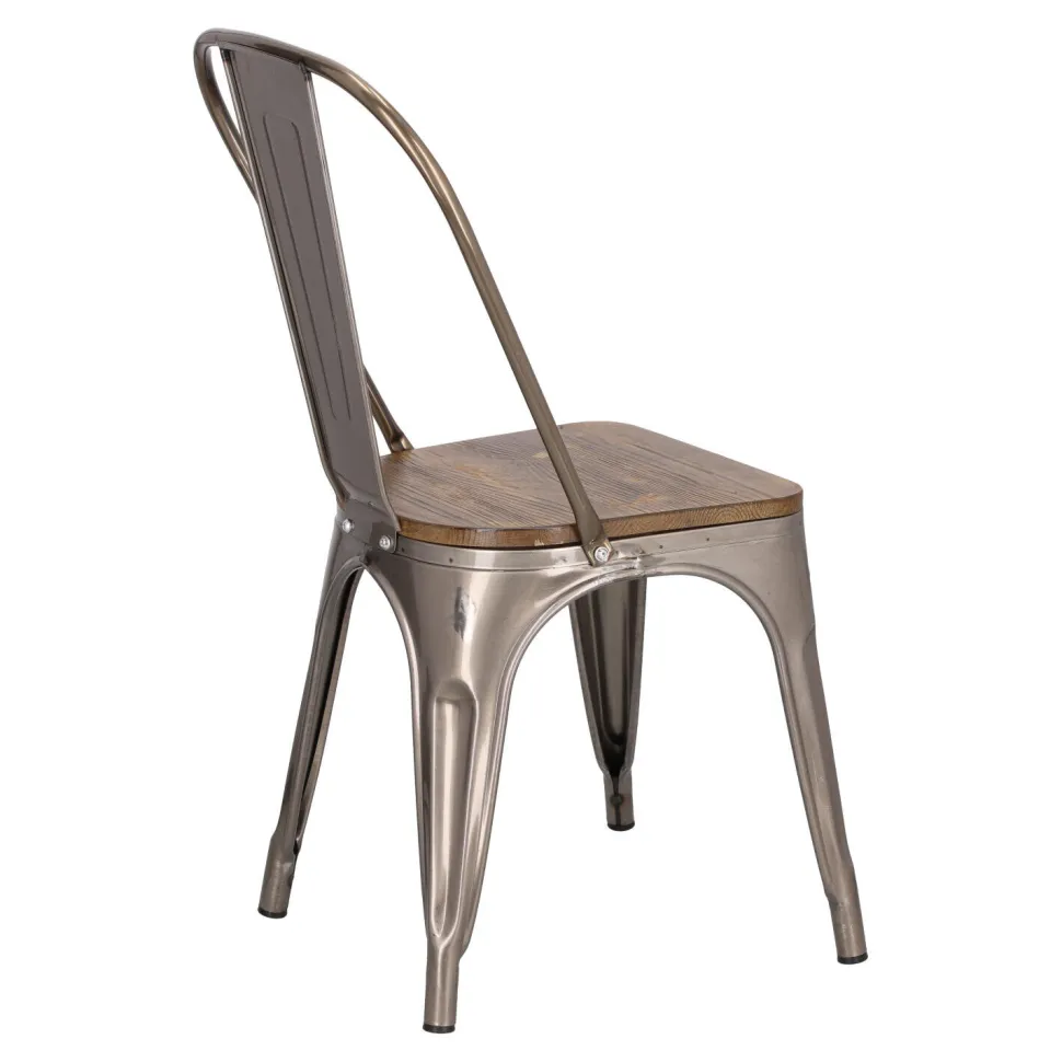 Krzesło Paris Wood metaliczne sosna orzech