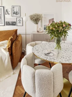 Krzesło Paume białe tkanina teddy bear