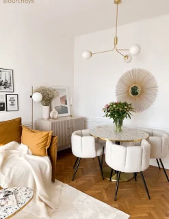 Krzesło Paume białe tkanina teddy bear