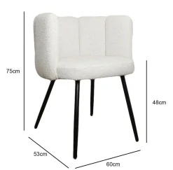 Krzesło Paume białe tkanina teddy bear