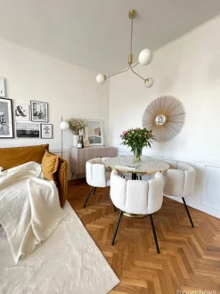 Krzesło Paume białe tkanina teddy bear