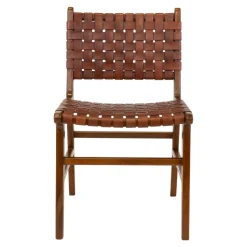 Krzesło Perugia plecione skóra brązowa