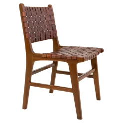 Krzesło Perugia plecione skóra brązowa