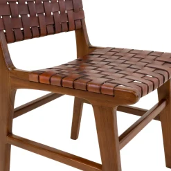 Krzesło Perugia plecione skóra brązowa