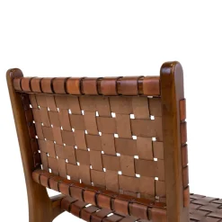 Krzesło Perugia plecione skóra brązowa