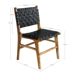 Krzesło Perugia plecione skóra czarna