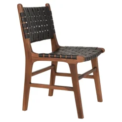 Krzesło Perugia plecione skóra czarna