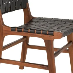 Krzesło Perugia plecione skóra czarna