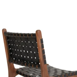 Krzesło Perugia plecione skóra czarna