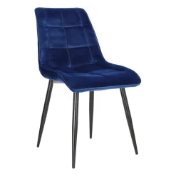 Krzesło Plaid granatowe/ czarne nogi tapicerowane