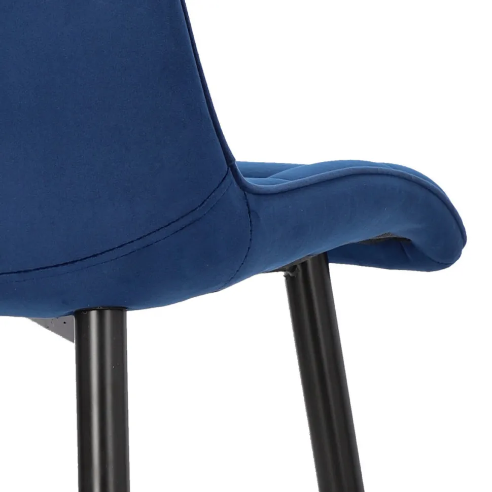 Krzesło Plaid granatowe/ czarne nogi tapicerowane