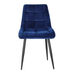 Krzesło Plaid granatowe/ czarne nogi tapicerowane