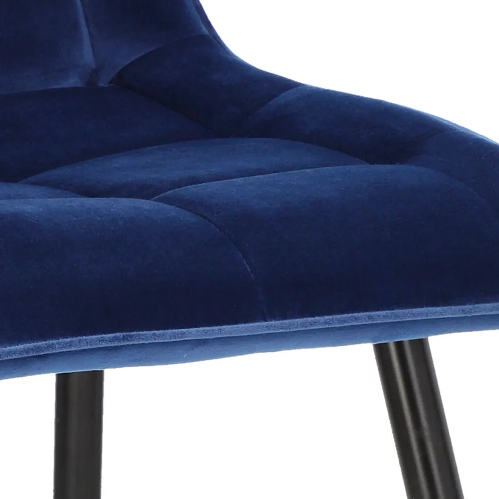 Krzesło Plaid granatowe/ czarne nogi tapicerowane