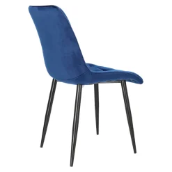 Krzesło Plaid granatowe/ czarne nogi tapicerowane