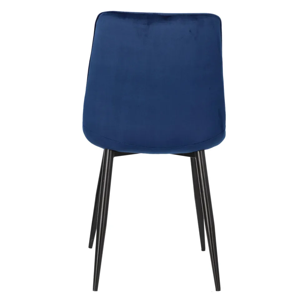 Krzesło Plaid granatowe/ czarne nogi tapicerowane