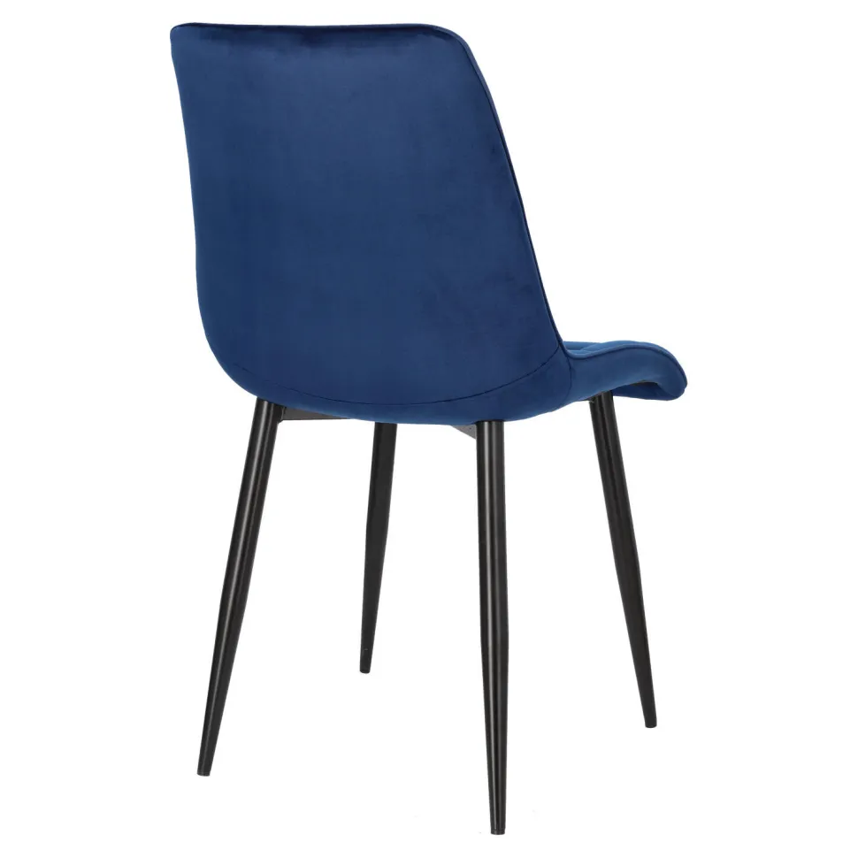 Krzesło Plaid granatowe/ czarne nogi tapicerowane