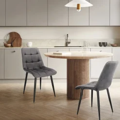 Krzesło Plaid szare/ czarne nogi hampton