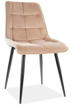 Krzesło Plaid Velvet - beżowe/ czarne