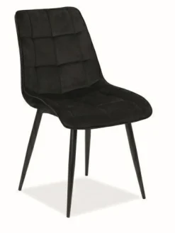 Krzesło Plaid Velvet - czarne/ czarne