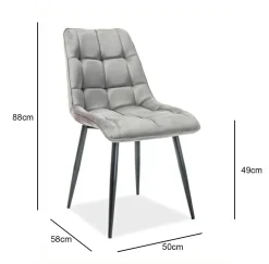 Krzesło Plaid Velvet - szary/ czarne