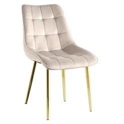 Krzesło Poly velvet beżowe złote nogi