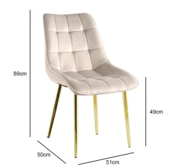 Krzesło Poly velvet beżowe złote nogi