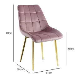 Krzesło Poly velvet różowe złote nogi