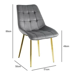 Krzesło Poly velvet szare złote nogi