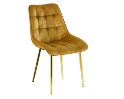 Krzesło Poly velvet żółte złote nogi