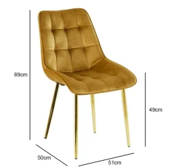 Krzesło Poly velvet żółte złote nogi