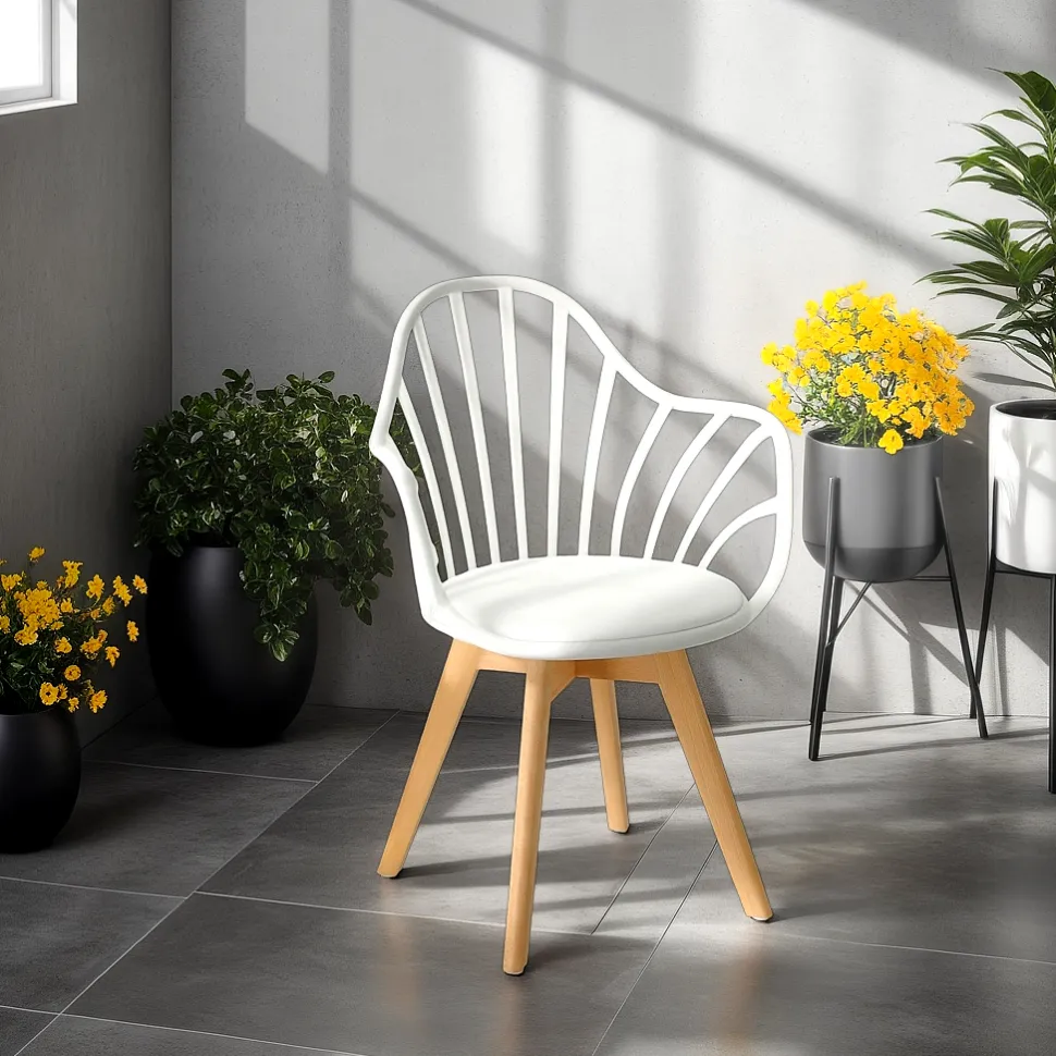 Krzesło Sirena z podłokietnikami białe