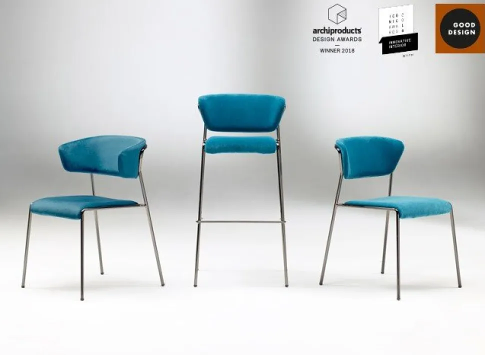 Krzesło tapicerowane Lisa niebieski/chrom