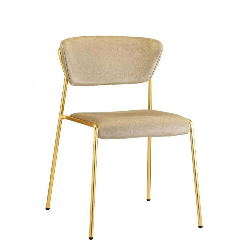 Krzesło tapicerowane Lisa beżowy/złoty