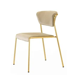 Krzesło tapicerowane Lisa beżowy/złoty