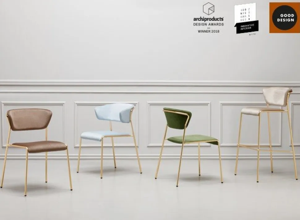 Krzesło tapicerowane Lisa beżowy/złoty