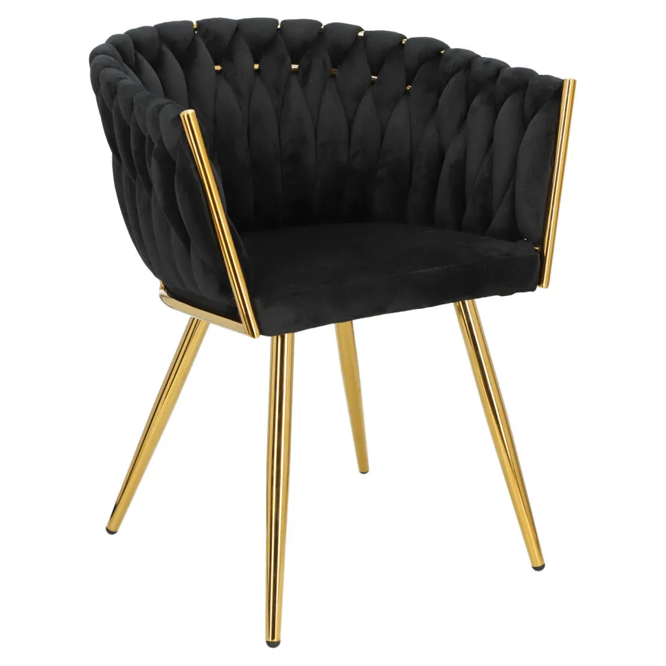 Krzesło Tessa czarne złote nogi