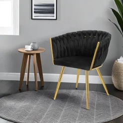 Krzesło Tessa czarne złote nogi