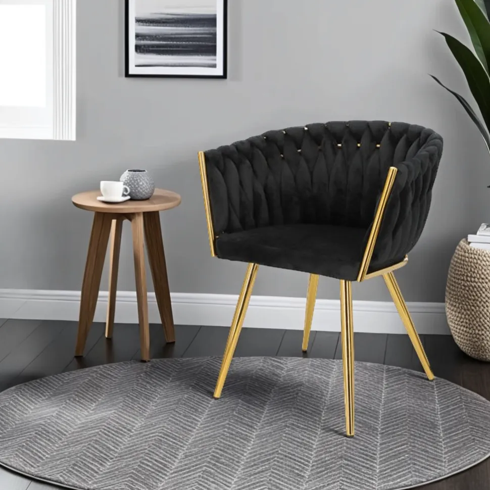 Krzesło Tessa czarne złote nogi