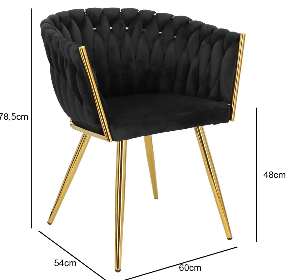 Krzesło Tessa czarne złote nogi