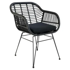 Krzesło Trieste z podłokietnikami  polirattan czarny