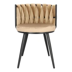 Krzesło Trixie  beżowe tapicerowane plecione