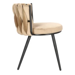 Krzesło Trixie  beżowe tapicerowane plecione