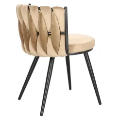 Krzesło Trixie  beżowe tapicerowane plecione