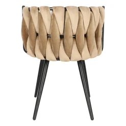 Krzesło Trixie  beżowe tapicerowane plecione