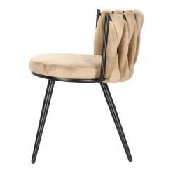 Krzesło Trixie  beżowe tapicerowane plecione