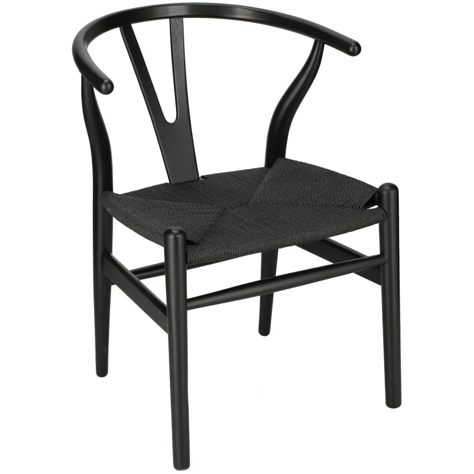 Krzesło Wicker color czarne/czarne inspirowane Wishbone