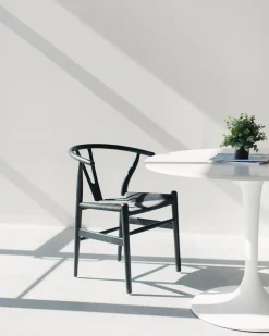 Krzesło Wicker color czarne/czarne inspirowane Wishbone