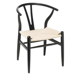 Krzesło Wicker Color naturalne/czarne inspirowane Wishbone