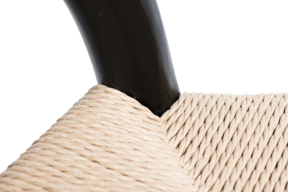 Krzesło Wicker Color naturalne/czarne inspirowane Wishbone