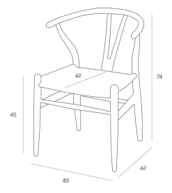 Krzesło Wicker Color naturalne/czarne inspirowane Wishbone
